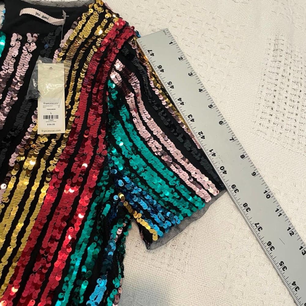 Mi Ami Large Rainbow Multicolor Sequin Stripe Min… - image 7